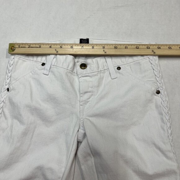 Anlo Womens 26 White Flare Leg Jeans Denim with Braided Sides Boho Festival - Picture 7 of 9